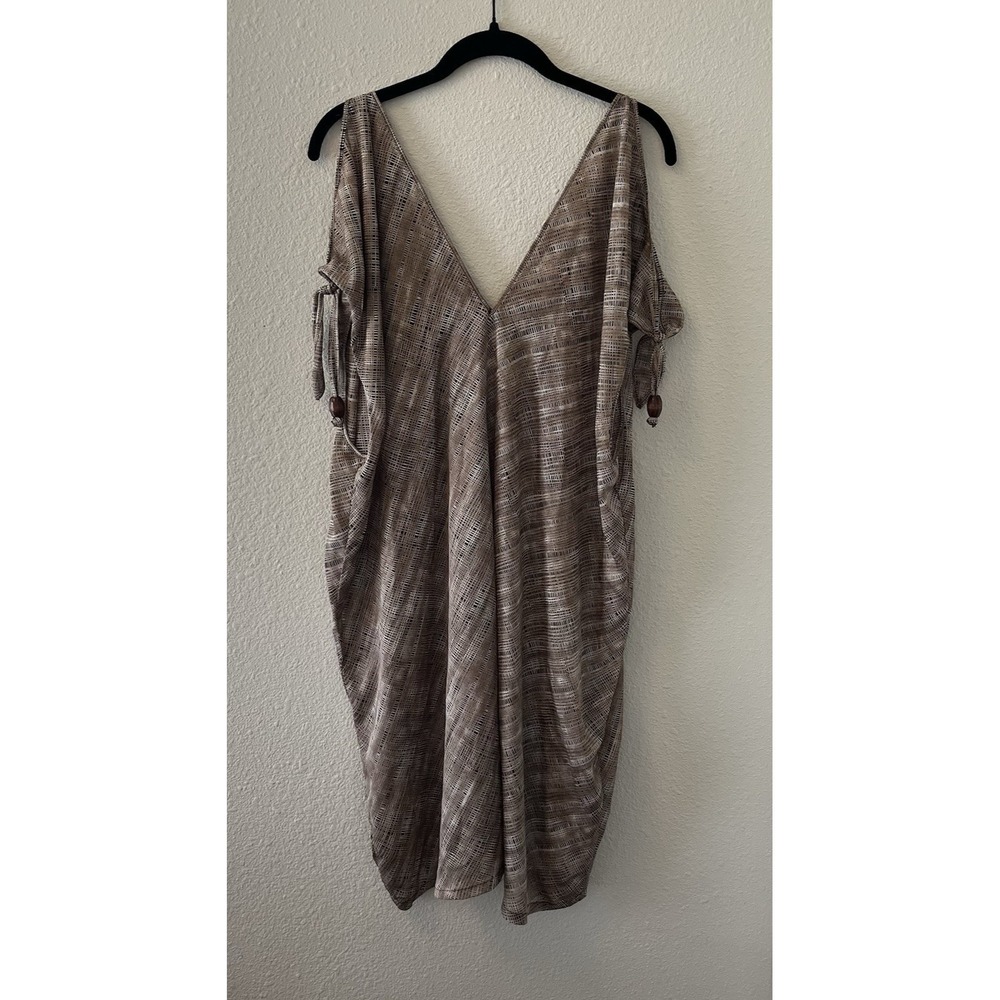 Dotti Swimsuit Cover Up Kaftan Size L Brown Shoulder Bead Details Boho Chic